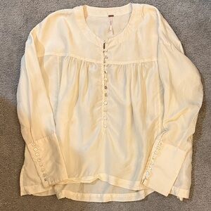 Free People Cream Button-Up Blouse